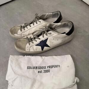 Golden Goose Superstar, Gray Suede, White Leather, Navy Metalic  Star, EU43